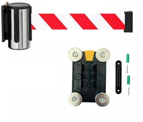 OPFdfhDFH Ausziehbare Absperrung, Magnetische Wandhalterung 2/3/5M Rot Weiß Multidirektionale Umschaltung mit Zubehör(2M/6.5FT)