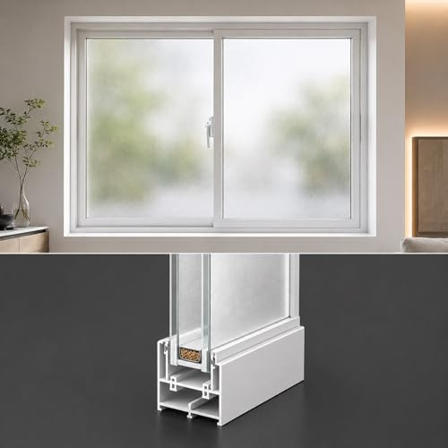 Finestre scorrevoli bloccabili a doppia apertura, doppio vetro, telaio in alluminio con zanzariera, per bagno, garage e casa(White,20 * 28in)