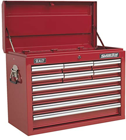 Sealey Ap33109 Topchest 10 Drawer with Ball Bearing Runners - Red