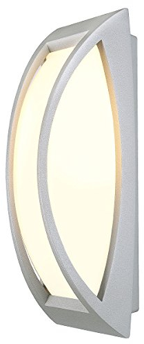 SLV Außenleuchte MERIDIAN 2 Wand-/Deckenleuchte, E27, IP54, silbergrau