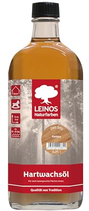 LEINOS Hartwachsöl 0,25 l Farblos – natürliches, ergiebiges Holzöl für Fußböden, Möbel und Treppen | seidenmatt, pflegend, für alle Innenholzflächen geeignet, schützt vor Feuchtigkeit und Abnutzung