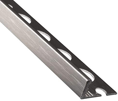 Genesis Aluminium Straight Edge Tile Trim Brushed Silver 10mm x 2.5m x 5 Lengths