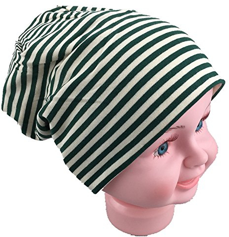 Miobo Kinder Slouch Beanie Mütze,Baumwolle,Streifen (DE/NL/SE/PL, Numerisch, 48, 53, Petrol/Weiß)