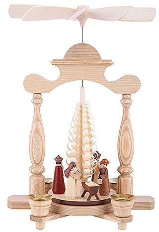 Mueller Weihnachtspyramide Christi Geburt, 1-stöckig, 30 cm hoch, natur, original Erzgebirge Seiffen