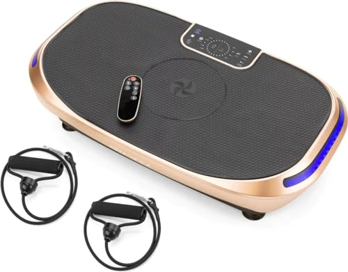 Gymtek Multifunktionale Vibrationsplatte 4D mit Bluetooth und Seitenbeleuchtung – 4 Trainingsprogramme, Rüttelplatte Sport für Zuhause, Vibrationsmatte Ideal für Muskelaufnau und Fettverbrennung