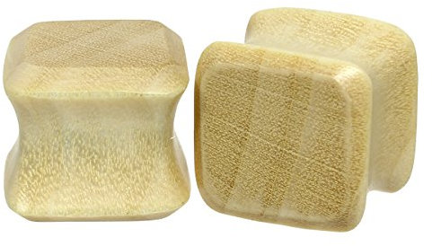Pain-is-Art Double Flared Viereck Plug Blonde CROCADILE Wood 25,0 mm Ohrschmuck Piercing