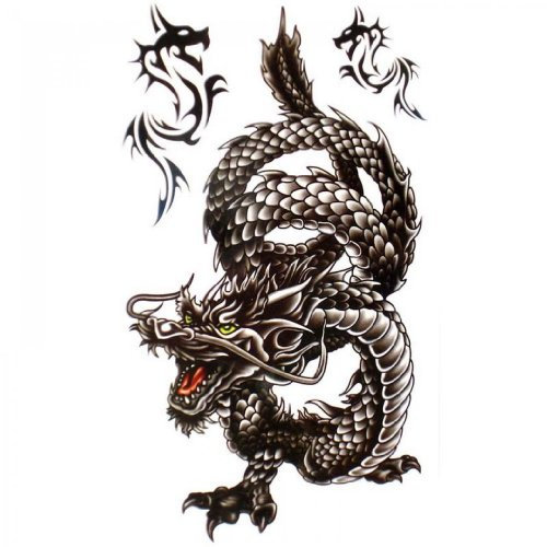 Tatouage temporaire non - toxique imperméable SPESTYLE stickersCool et imperméables tatouages dragon noir temporaires pour les hommes