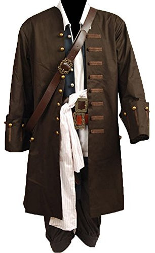Piratenkostüm für Herren, Piratenjack-Outfit, Mantel, Gürtel, Cosplay, Requisiten, Halloween, komplettset, S