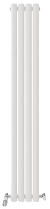 VeeBath Montpellier Matt White Low Carbon Mild Steel Vertical Single Oval Panel Bathroom Heating Radiator - 1600 x 240mm