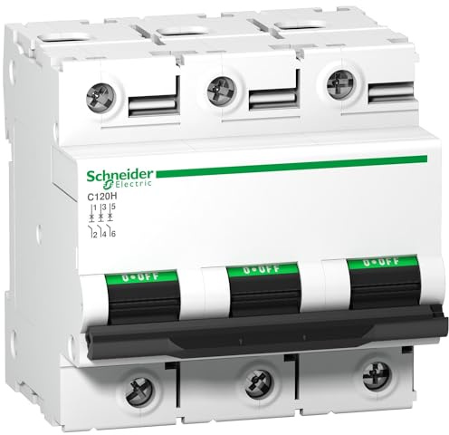 Schneider A9N18468 C120H 3P 80A C MCB Miniature Circuit Breaker, White