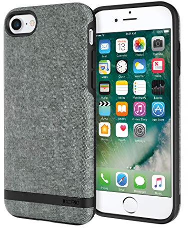 Incipio [Esquire Series] Carnaby Schutzhülle für Apple iPhone 7 / 8 in khaki [Oberfläche aus Baumwolle | Robuste Hartschale | Edle Optik | Hybrid] - IPH-1485-CKH