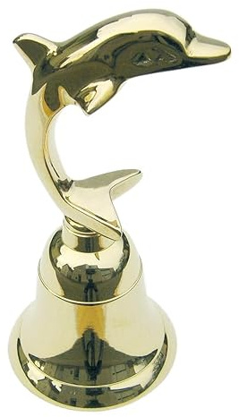 Tischglocke - Delfin Glocke Messing H=13cm Ø=6cm Sea-Club