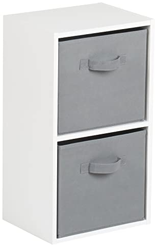 Hartleys 2 Tier White Cube Unit - Grey Storage Boxes