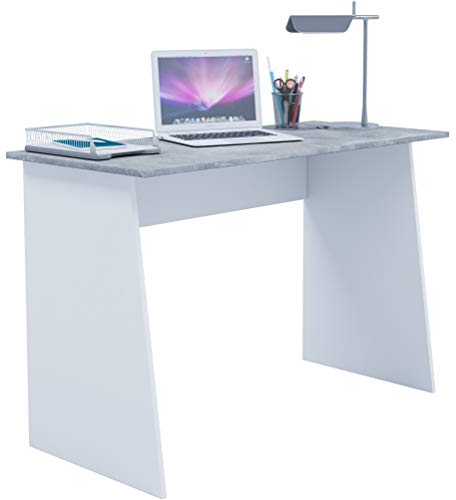 VCM Computertisch | Maße ca. H. 74 x B. 110 x T. 50 cm | stylische Seitenteile | Schreibtisch – Masola Maxi Weiß/Beton-Optik