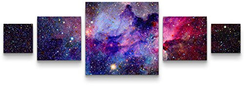 Paul Sinus Art Nebel und Galaxien im WeltraumLeinwandbild 5 teilig (160x50cm)