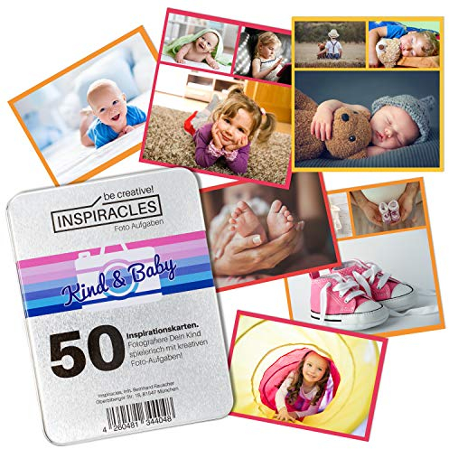 INSPIRACLES Foto-Aufgaben Karten – Baby- und Kinderfotografie – 52 kreative Foto-Challenges + 10 Spickzettel – Fotografieren Lernen mit jeder Kamera – Geschenk für Fotografen