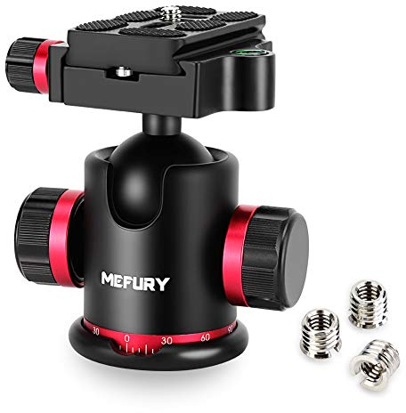 Kugelkopf Stativkopf Stativköpfe Berufsmetall 360 Grad Drehbar Panorama mit 1/4 Zoll Schnellwechselplatte Teller und 3pcs Schraube Adapter für Stativ DSLR Kamera Camcorder