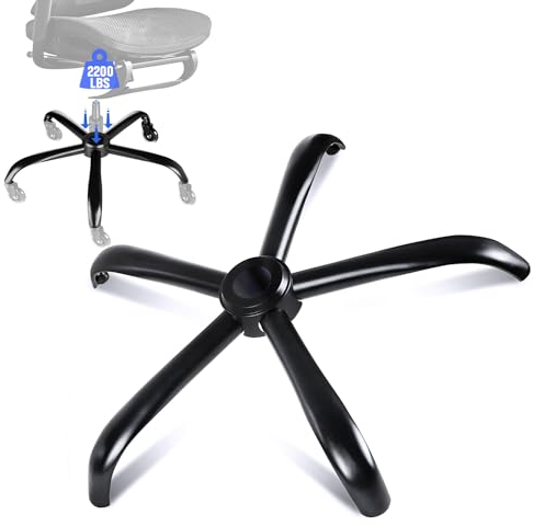 Mastery Mart Office Chair Base Replacement, 28 Inch Heavy Duty(2500 Lbs) Metal Leg, Reinforced to Repair Swivel Gaming Chair Bottom Part with Universal Caster and Gas Cylinder Size (Matte Black)