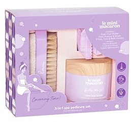 Le Mini Macaron • Coffret Spa 3 en 1 • Pédicure Relaxante • Beurre de Karité • 3 Galets Effervescents • Brosse Double-Face