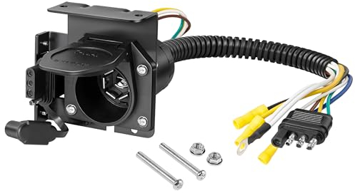 Oyviny Adaptateur de Faisceau de câblage Plat à 4 Voies vers Lame Ronde à 7 Voies et 4 Voies côté véhicule 4 Broches vers côté remorque 7 Broches et 4 Broches connecteur Double Sortie avec Support de