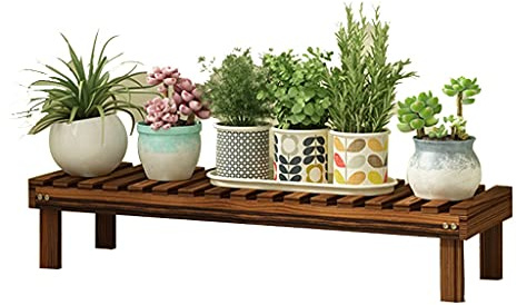 Display Stands Pflanzentreppe Draussen Blumenleiter Holz Blumentreppe Für Balkon Innen Blumenregal Blumenständer Für Patio Wohnzimmer Kiefernmaterial (Color : Brown, Size : 98x25x15cm)