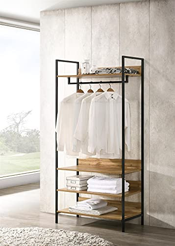 Timber Art Design UK Zahra Double Open Wardrobe Cupboard with 4 Shelves Storage Unit Clothes Rail Stand Rack Modern Furniture For Bedroom Living Room Hallway - H 180 x W 83.8 x D 40 cm