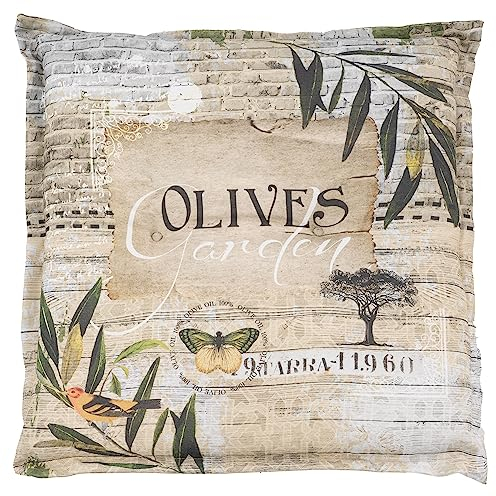 Möbel Jack Hockerauflage Stuhlkissen Sitzkissen Sitzpolster Gartenstuhlauflage | 50 x 50 x 8 cm | Grün | Olivenblättermotiv | Baumwolle