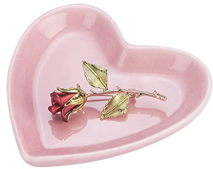 Keramik-Schmucktablett, Verlobungsringschale für Brautpaare, süßes Geschenk für Mutter, Mädchen, Frauen, Rosa
