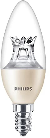PHILIPS Master LED 5.5W (40W Replacement) B38 Candle, E14 Small Edison Screw, Dim Tone 2200K-2700K, Warm White, Clear Bulb, UK (1)