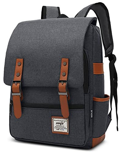 DORRISO Mochila Hombres Mujeres Moda Bolsa de Hombro para 16 Pulgadas portátil Viaje Escolares Conmutar Causal Bolsos Gran Capacidad Mochila Lona Messenger Bag Gris B