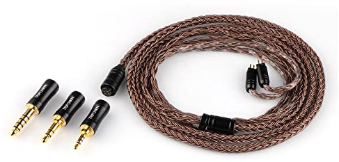 Linsoul Tripowin Amber 32AWG OFC Oxygen Free Cable HiFi IEM Cable with Interchangeable 2.5mm/3.5mm/4.4mm Plug, PVC Sleeve Replacement Cables for Audiophile (2pin 0.78mm)