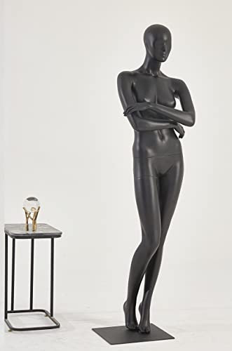Tonhan F23-8 Frau stehend schwarz Schaufensterpuppe schwarz matt lackiert Mann oder Frau Nase Mund geformt Schick und Elegant Hochwertig Frau stehend
