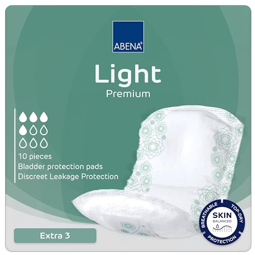 ABENA Leichte Inkontinenzeinlagen, Damen Inkontinenzeinlagen Erwachsene, Atmungsaktiv & Bequem mit Schneller Absorption & Schutz, Inkontinenzeinlagen Women-Light Extra 3, 500ml, 10PK, Weiß, 290g