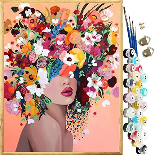JanFebMar Peinture par Numéro, Kits de Peinture à l'Huile avec 24 Peintures Acryliques et 3 Pinceaux pour Adulte et Enfant, 40 x 50 cm DIY Paint by Numbers sur Toile Sans Cadre