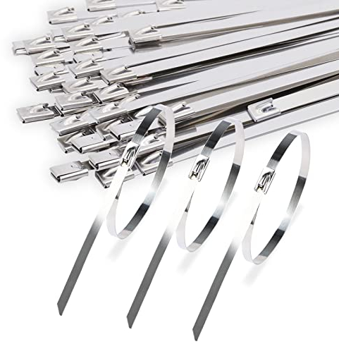 300 x 4.6mm Bridas Metalicas Abrazadera 100 Pcs Bridas de Acero Inoxidable Multiusos Bridas Metalicas para Fijación de Tuberías, Reparación de Cercas y Atado de Cables