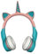 Amzberks Cuffie da gioco wireless, con orecchie di unicorno, illuminazione a LED, auricolari da gioco, Bluetooth 5.0, pieghevoli con microfono a cancellazione del rumore, per adulti o bambini (rosa)