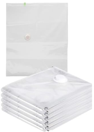 A2ZWORLD 6 Pezzi Sacchetti Sottovuoto Vestiti, Buste Sacchi Sottovuoto Trasparente Per Vestiti Piumone (100X130cm)