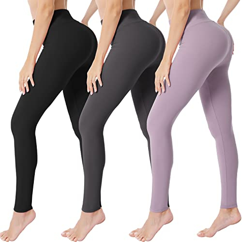 VALANDY Creamlush 3 Pack Leggings for Women High Waisted Tummy Control Leggings Buttery Soft Yoga Pants(S-3XL)