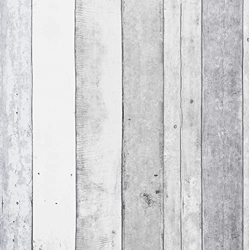 CiCiwind Selbstklebende Tapete Holzoptik Klebefolie Grau Weiß Holz Planke Tapete 44×300cm Möbelfolie Selbstklebend Vinyl Wandverkleidung Selbstklebend für Wand Schrank Arbeitsplatte Dekor