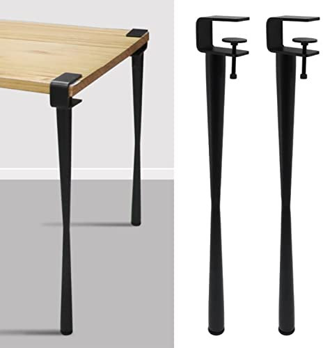 Gambe del Tavolo con Morsetto in Metallo Nero,Gambe per Mobili a Forma F,Gambe per Scrivania da Pranzo Regolabili in Ferro,per Consolle per Mobili da Tavolino Fai-da-Te (75cm,2pcs)