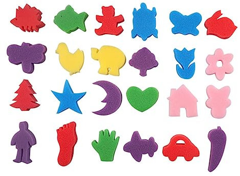 COHEALI 48pcs Children's Art Sponge Stamp Set DIY Painting Sponges Shapes Lightweight Drawing Accessories Random Color