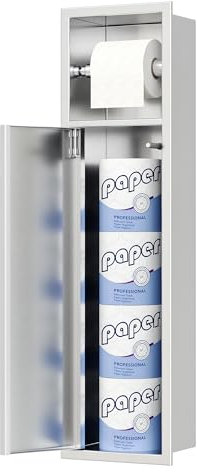 Toilettenpapierhalter, gebürsteter Toilettenpapierhalter mit Aufbewahrungsschrank für WC-Bürstenhalter, 304 Edelstahl, Wand-Badpapierhalter