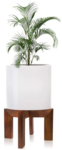 hismocal Moderner Pflanzenständer aus Holz, für drinnen und draußen, Pflanzgefäß-Halter, Rattan-Blumentopfständer (1 Packung)