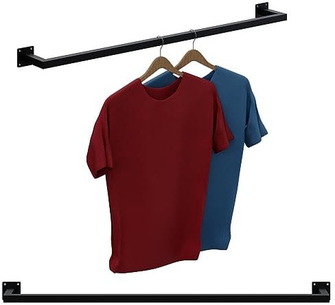 Garderobenstange Kleiderstange Garderobe Halter Kleiderständer Metall Schwarz Wand 110x12cm