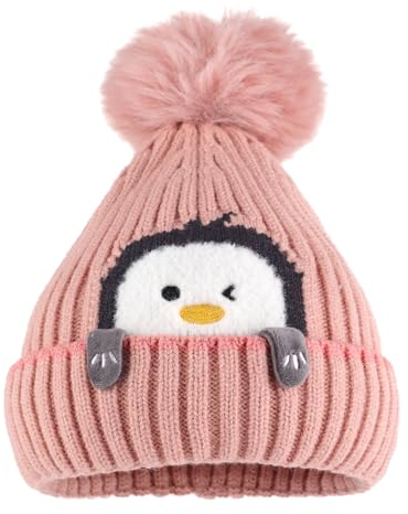 MASOCIO Cappello Neonata Bambina Invernale Cappellino PON PON Bimba Caldo 2 Berretti Berretto 6 12 18 Mesi Cuffia Ragazzo 1-3 Anni Rosa