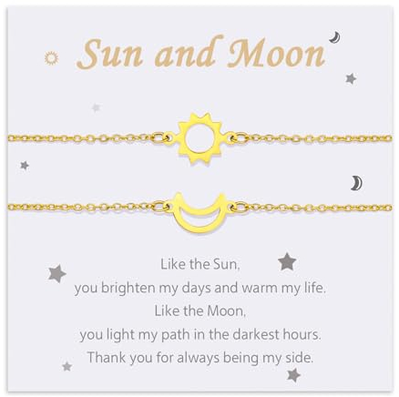 MANVEN Mutter Tochter Armband Freundschafts Armband Sonne und Mond Paar Armbänder für Schwester Paare Damen Geschenk Passende Armbänder aus 316L Edelstahl Geburtstagsgeschenk Weihnachten