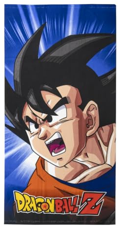 Toalla Infantil de Dragon Ball - Multicolor - 70x140cm - Elaborada con 100% Poliéster de 240 gsm - Toalla Pequeña - Estampado de Goku - Producto Original Diseñado en España