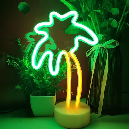 Neonlicht Kokosnussbaum Strand LED Neonschilder Neon dekorative Kunst Schreibtischlampe Tischdekoration Licht für Schlafzimmer Raumdekoration Geburtstagsgeschen USB/batteriebetrieben 30 x 10 x 18 cm