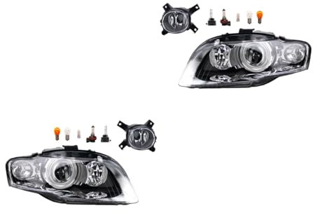 Johns, Scheinwerfer Satz HauptScheinwerfer Satz passend für Audi A4 8E 11/2004-06/08 Xenon D1S LI + Nebelscheinwerfer + Leuchtmittel