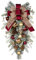 Weihnachtsdeko Tropfen Girlande für Weihnachten - Weinrote Weihnachten Teardrop Swag mit Weihnachtskugeln, Beeren, Tannenzapfen und Schleife, Weihnachtsdeko, Höhe 76CM